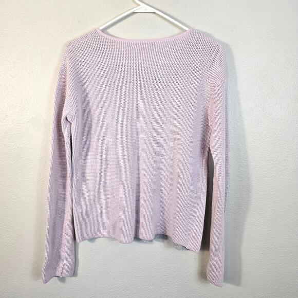 Alashan Top Women's S Pink Gray Waffle Weave Cotton Cashmere Athleisure Casual - Picture 2 of 5